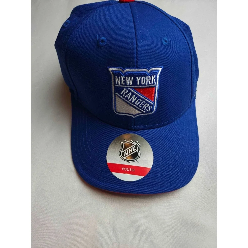 NHL New York Rangers Youth Adjustable Hat Cap Blue Red Logo Hockey Gear NWT
